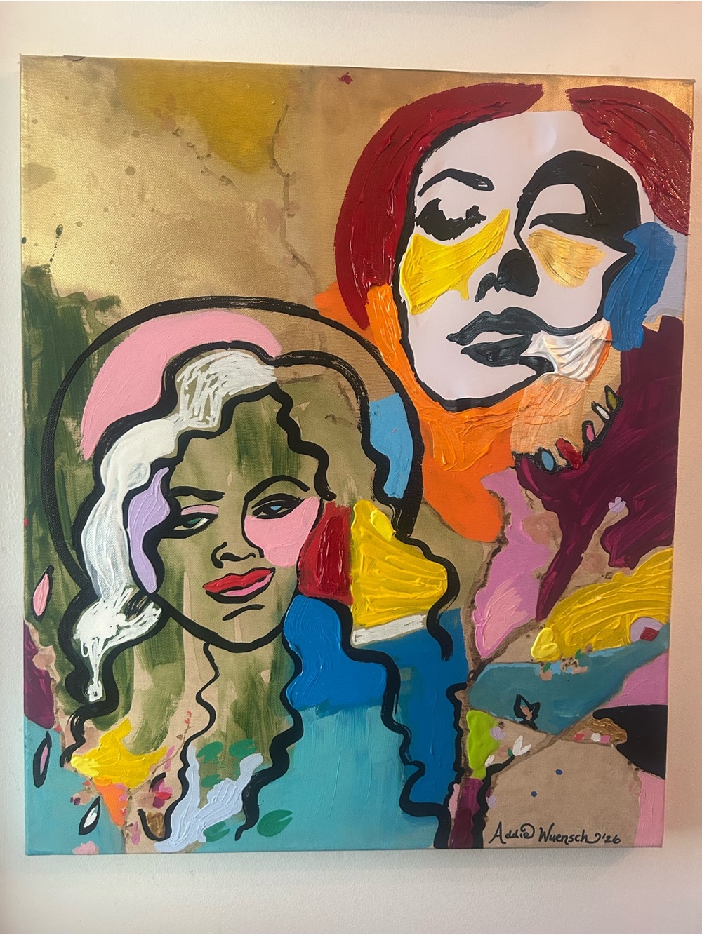 Abstract Pop Portrait Canvas Wall Art in Multicolor 16 by 20 by Addie Wuensch